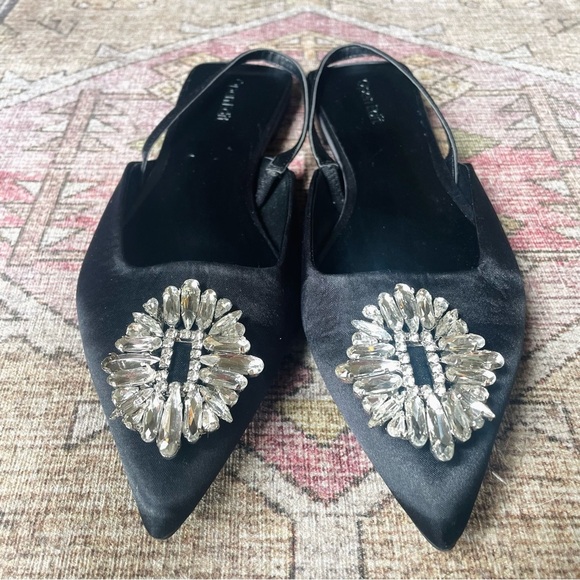 NEW Open Edit Kendall Ornament Pointed Toe Slingback Flats - Picture 2 of 8